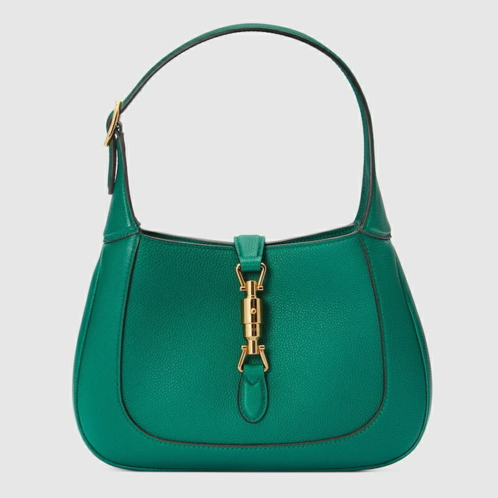 GUCCI Jackie 1961 Natural Grain Small Bag Emerald Green